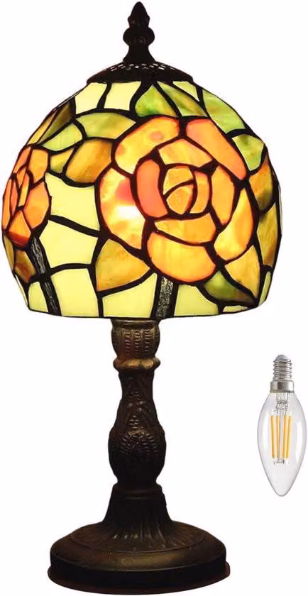 Lampy z abażurami z witrażem, lampy biurkowe w stylu Tiffany, antyczne lampy stołowe, lampy stołowe w stylu vintage Art Deco