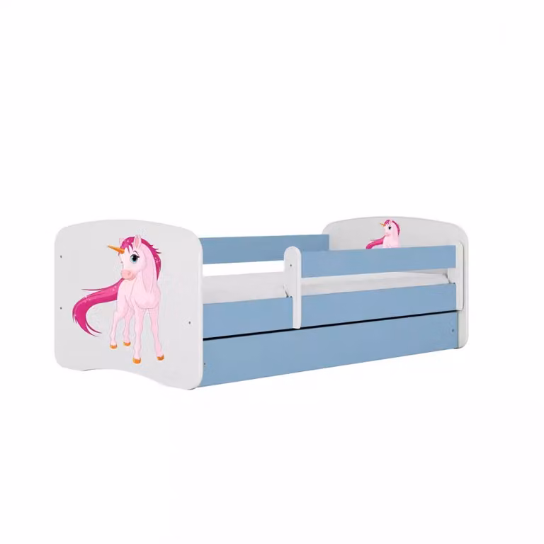 Łóżko Dziecięce Babydreams+Sz+M Niebieski 80x180 Jednorożec