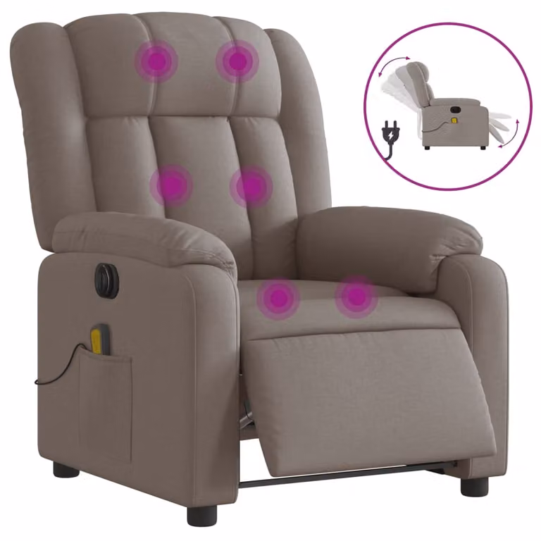 Fotel do masażu elektryczny tkanina taupe