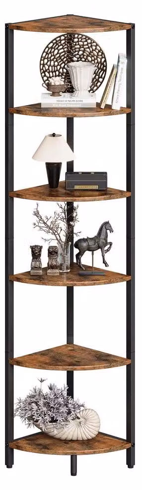 Narożny regał wąski - 6 półek - 160 cm - Metal - Zabezpieczenie przed przewróceniem
