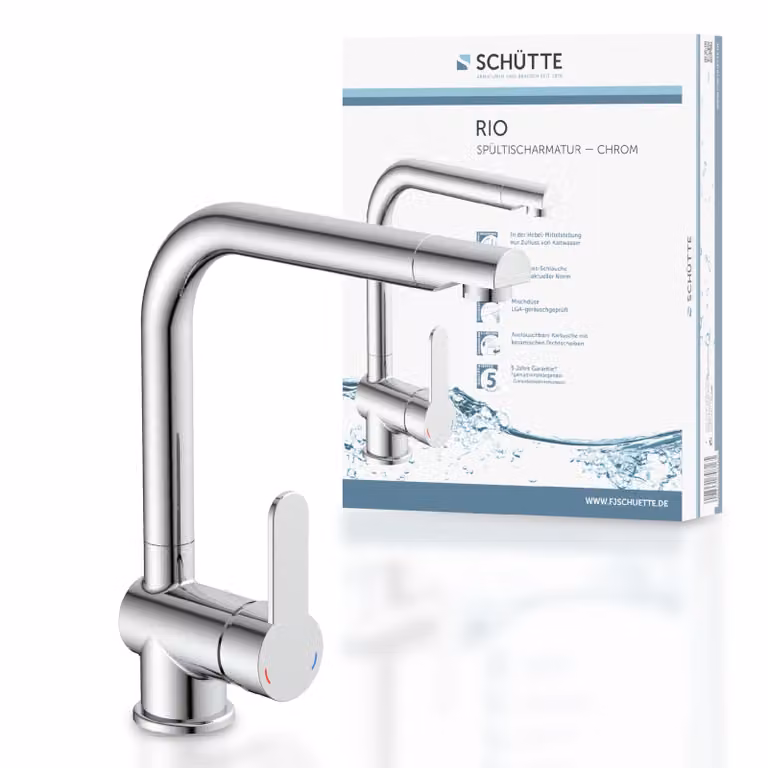 SCHÜTTE bateria kuchenna RIO, bateria kuchenna z funkcją oszczędzania energii, obrotowa bateria kuchenna 360°, chrom