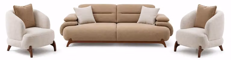 Komplet mebli do salonu: sofa 3-osobowa, fotel 1-osobowy, fotel 1-osobowy. Designerskie meble wypoczynkowe, zestaw sofowy, 3 elementy
