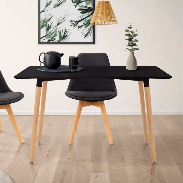 Drewniany stół do jadalni ML-Design, prostokątny stół do jadalni z bukowymi nogami dla 4-6 osób, skandynawski stół kuchenny