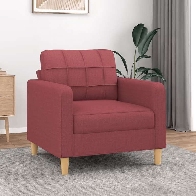 Maison Exclusive - Fotel tapicerowany, kolor burgundowy, 60 cm, obicie materiałowe