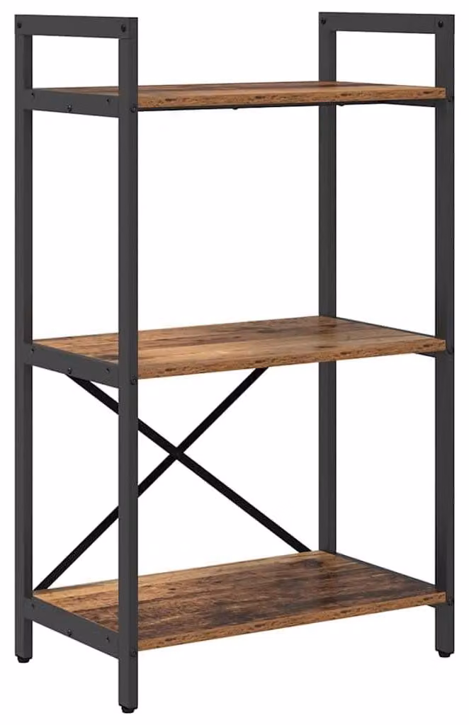 Regał na książki, drewno, 56 x 34 x 96 cm, z metalową ramą