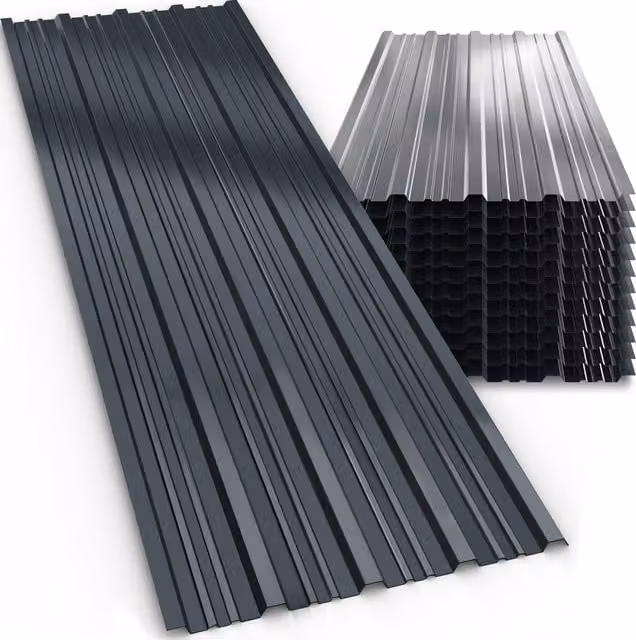 Blacha trapezoidalna Gardebruk wykonana ze stali ocynkowanej, kolor antracyt, zestaw 12 sztuk, powierzchnia 7 m2, Szerokość: 129 cm, Głębokość: 46 cm