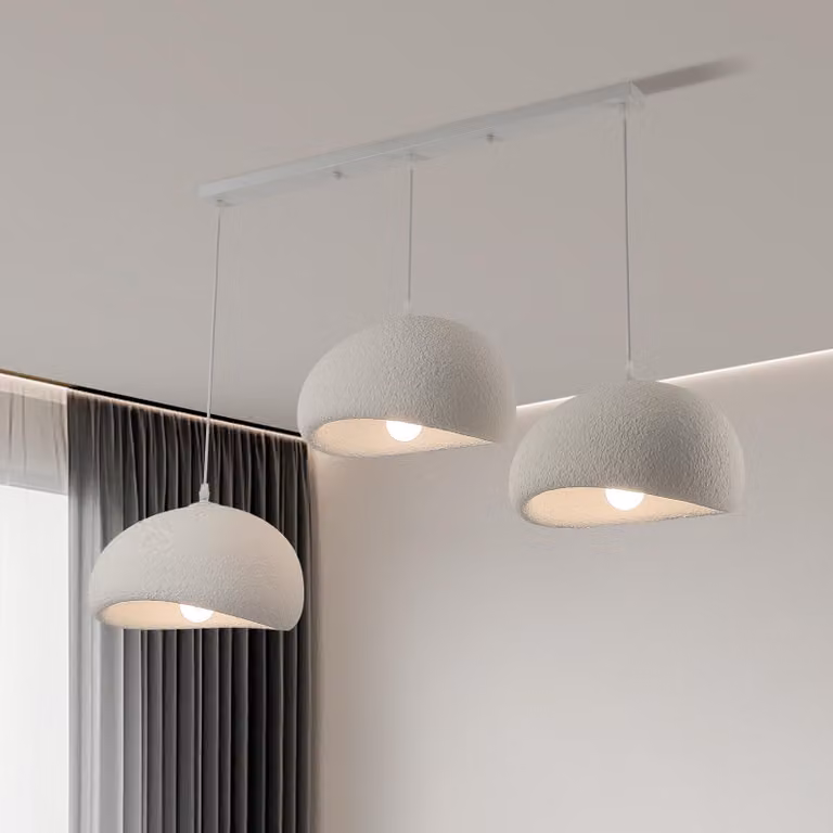 Lampa wisząca, 3 źródła światła, gwint E27, styl Wabi-Sabi, wzór przypominający gniazdo, kolor biały