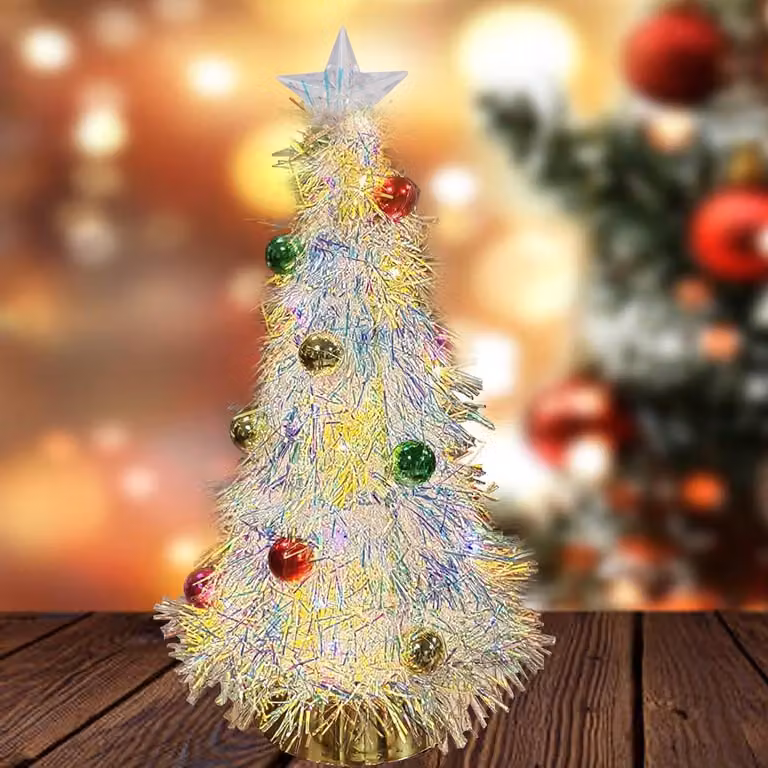 Miniaturowa choinka świąteczna - Mała choinka - Dekoracja stołu - Z oświetleniem LED - 16 cm - Biała