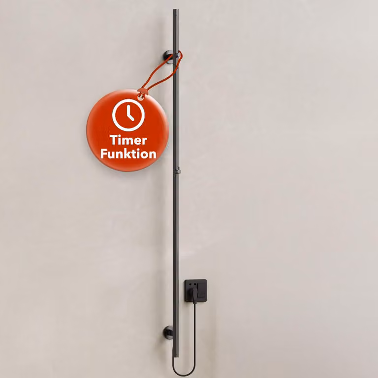BELVIT elektryczna suszarka do ręczników 150 cm 60 W z timerem i 2 ustawieniami ciepła - elektryczny podgrzewacz do ręczników, naścienny, 2 haczyki, grzejnik łazienkowy