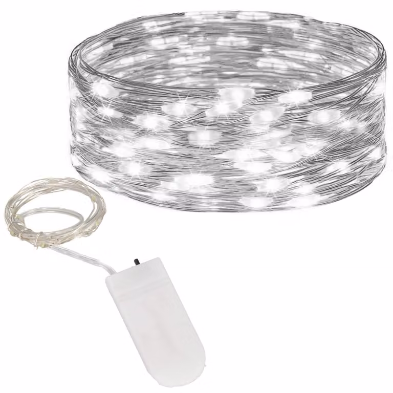 Łańcuch LED Nano – 1 m, 10 diod LED, 2xCR2032, zimna biel