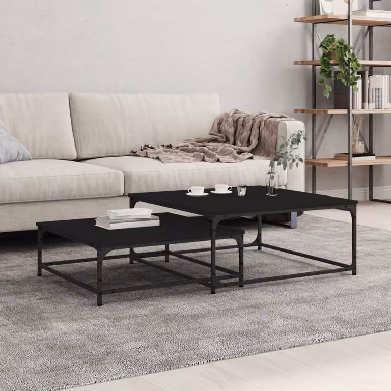 Maison Exclusive – zestaw 2 stolików. Czarny materiał drewnopochodny.