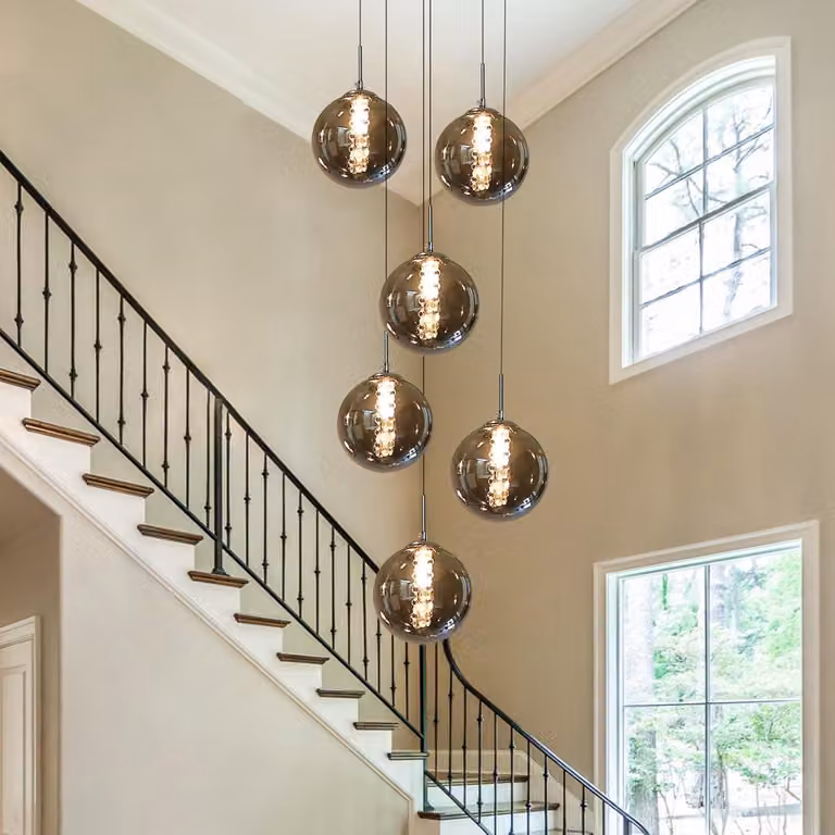 ZMH lampa wisząca stół jadalny 6 płomieni szary lampa wisząca regulowana wysokość żyrandol lampa wisząca szkło do salonu sypialnia kuchnia korytarz