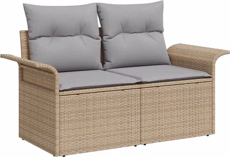 Maison Exclusive - Zestaw mebli ogrodowych, sofa z 6 sztukami siedzisk, kolor beżowy, wykonana z rattanu syntetycznego