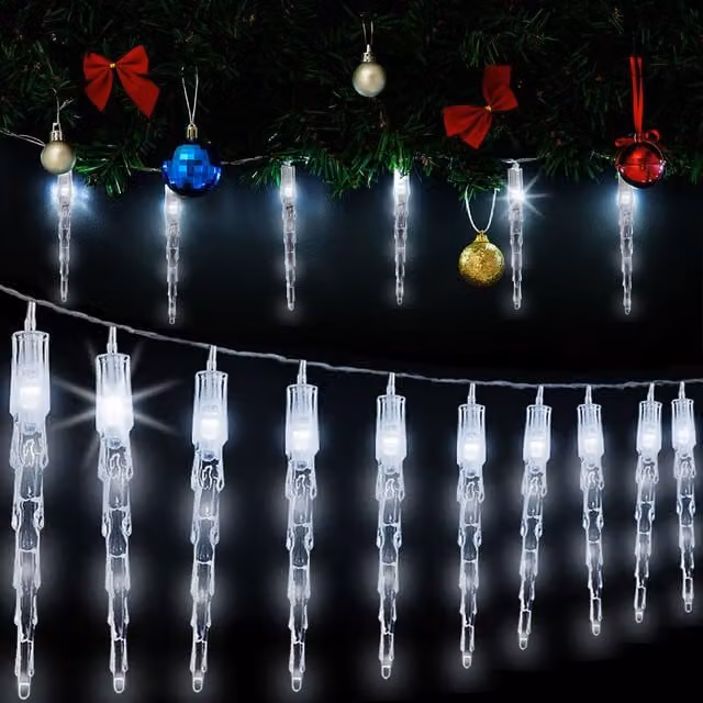 Lampki choinkowe LED Monzana Sople Lodu w kolorze białym i niebieskim, długość 6,2 m