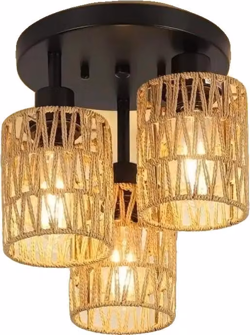 Lampa wisząca, abażur ręcznie tkany, energooszczędna konstrukcja, bez żarówki, 3 źródła światła