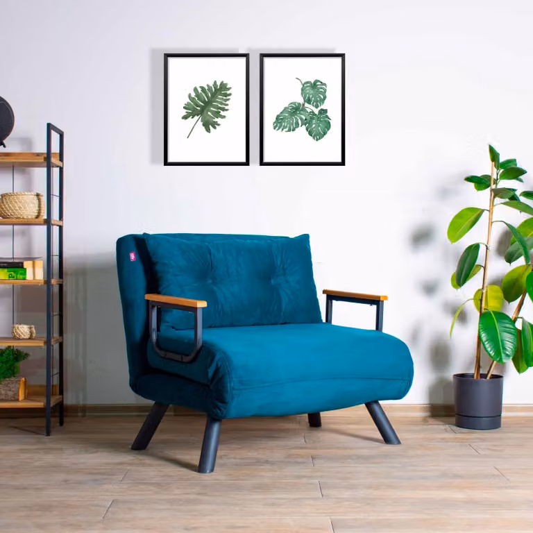 Hanah Home, Sando Single - Petrol Green, rozkładana sofa, rozkładana sofa 1-osobowa, petrol green, poliester, 67 x 78 x 78 x cm