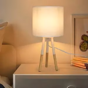 ZMH lampka nocna biała sypialnia drewno E27 salon styl wiejski lampa stołowa do łóżka jadalnia stół hotel bar kawiarnia