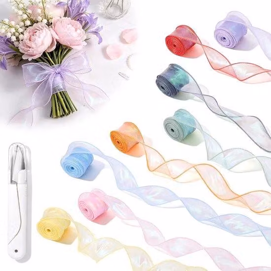 Cadeaulint 4 cm - Zestaw 8 sztuk, satynowa organza - przezroczysta, delikatna - idealna do dekoracji - Vemera