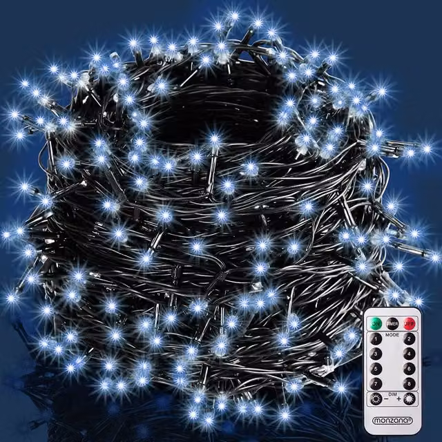 Lampki choinkowe LED Monzana 600 diod, kolor zimna biel, długość 60 m, z pilotem, timerem i funkcją ściemniania, klasa ochrony IP44