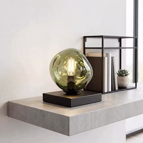Lampa stołowa fioletowa szkło aluminium do salonu sypialni E14
