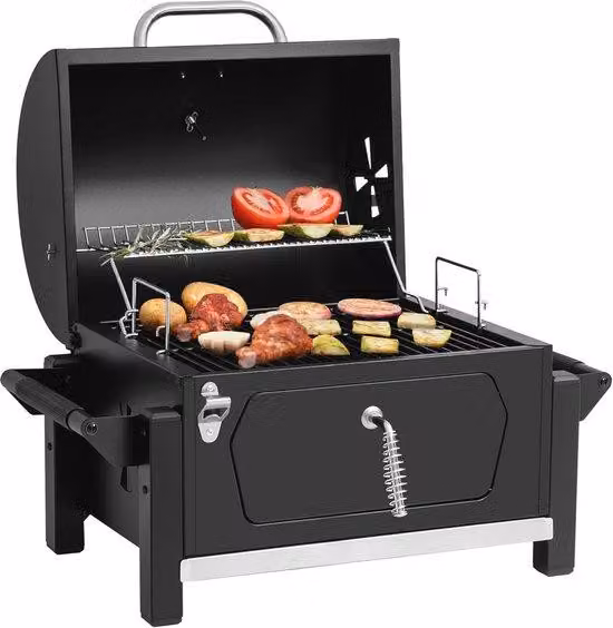 Przenośny grill na węgiel drzewny z uchwytami – kompaktowy grill ogrodowy na pikniki, podróże i kemping