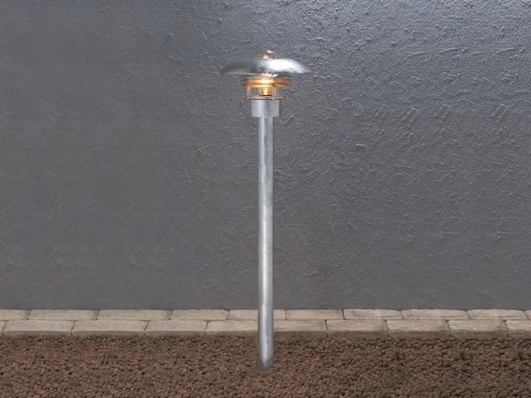 Stalowa lampa drogowa LED do oświetlenia ścieżek i ogrodu, 98 cm, srebrna