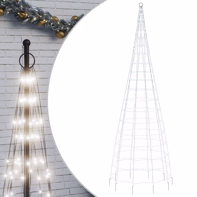 vidaXL Choinka LED na maszt 550 LED zimna biel 300 cm