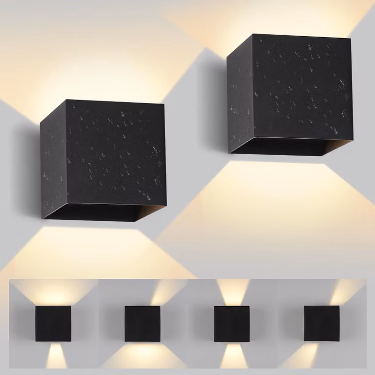 Zewnętrzna lampa ścienna LED, 12W, 3000K, IP65, regulowana, zestaw 2 sztuk, kolor czarny