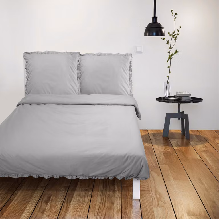 JEMIDI komplet pościeli z marszczeniami - poszwa na kołdrę 220 x 240 cm - komplet na podwójne łóżko - szara pościel - poszwa na kołdrę i poszewka na poduszkę vintage - szara