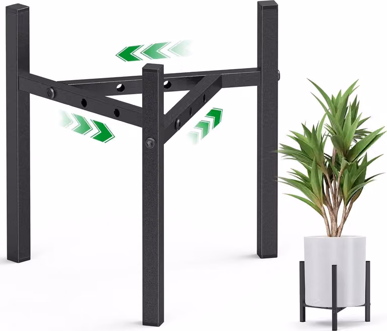 Podstawka pod kwiaty – regulowana metalowa podstawka pod wazony – nowoczesny, minimalistyczny design – 2 sztuki, kolor czarny
