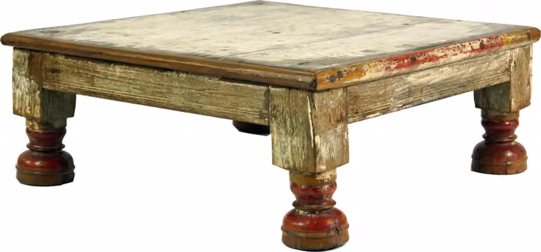 Mały stolik, ławka na kwiaty, stolik kawowy, stolik pomocniczy, stolik kawowy – model 15, antyczna biel, drewno, 17*48*48 cm, stoliki kawowe i stoliki podłogowe