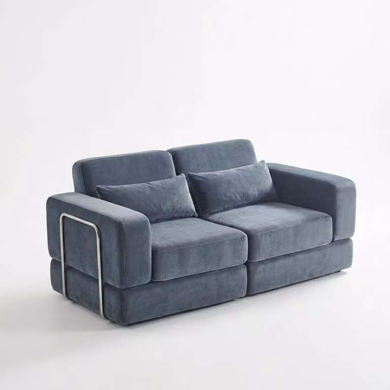 Składana sofa do spania - Modułowa sofa w kształcie litery L - 4 w 1 - 1,8 m - Oparcie z poduszkami - Ciemnoniebieska