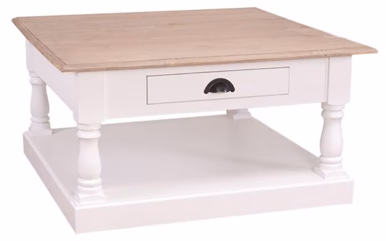 Casa Padrino stolik kawowy w stylu rustykalnym z szufladą 90 x 90 x h. 47 cm - Meble w stylu rustykalnym