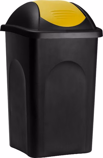 Kosz na śmieci uchylny Stefanplast, kolor czarno-żółty, plastikowy, 60 l