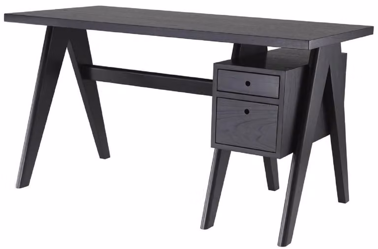 Luksusowe biurko Casa Padrino czarne 140 x 69 x h. 77 cm - Eleganckie biurko z litego drewna z 2 szufladami - Luksusowe meble biurowe