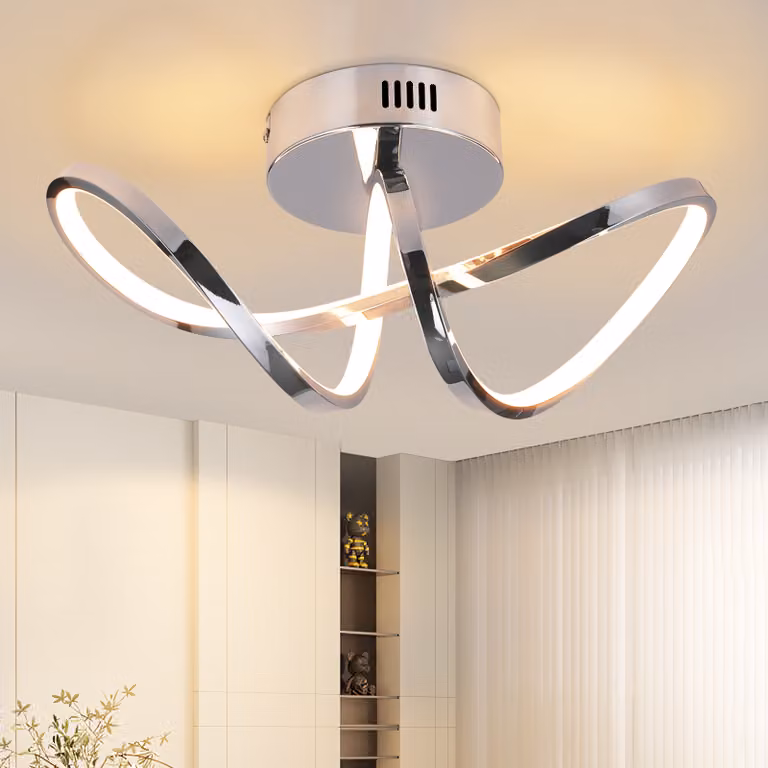 ZMH Lampa Sufitowa LED 12W Nowoczesna Chromowana Lampa Sufitowa do Salonu Wewnętrzna Lampa Kuchenna Ciepły Biały 3000K Oświetlenie Sufitowe do Sypialn