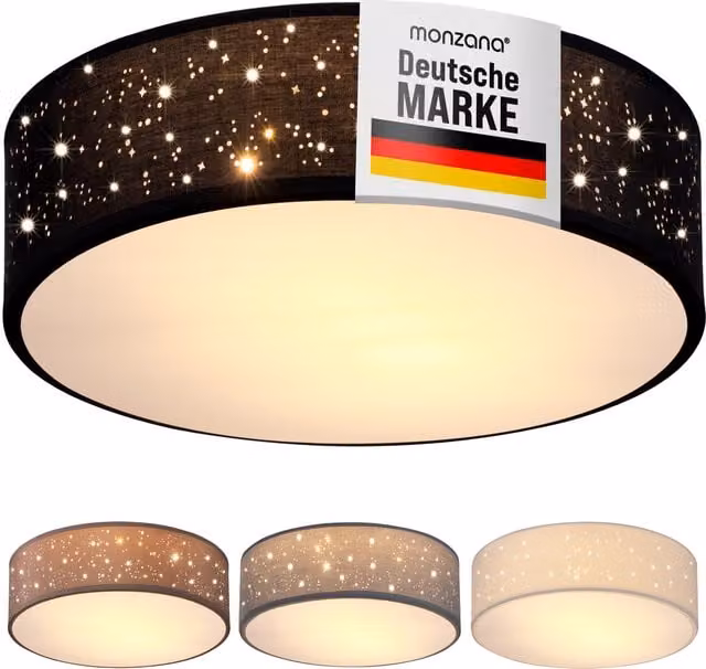 Lampa sufitowa MONZANA Gwieździste niebo, kolor czarny, materiałowa, Średnica: 30 cm