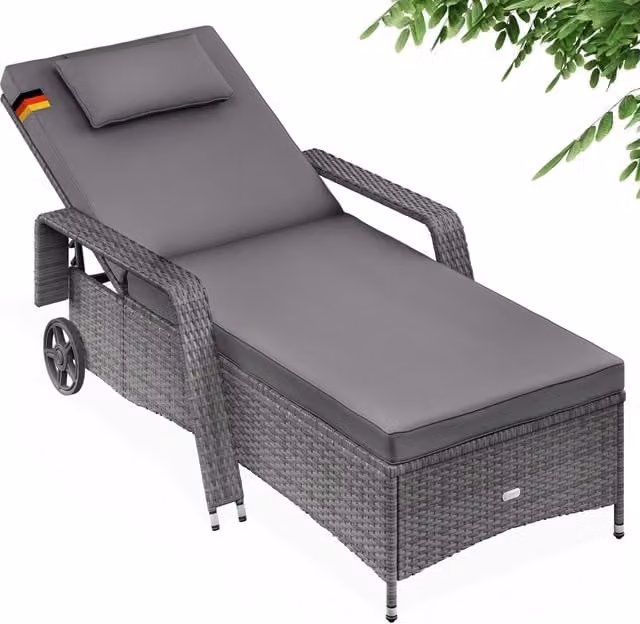 Leżak ogrodowy Casaria rattan Szary/Antracyt W x S x G: 193 x 90 x 43 cm