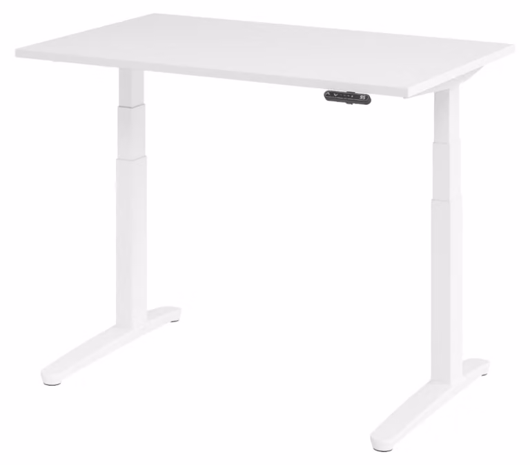 Biurko elektryczne bümö XBHM – kolor: biały, wymiary: 120 x 80 cm, stelaż: biały