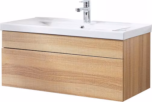 HOME DELUXE - Zestaw mebli łazienkowych - WANGEROOGE BIG wood - mały - w komplecie umywalka i kompletne akcesoria - rozmiar umywalki: ok. 80 cm I Meble łazienkowe umywalka Zestaw mebli łazienkowych