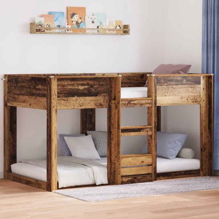 Maison Exclusive – łóżko piętrowe dla dzieci ze starego drewna 75 x 190 cm Materiał drewnopochodny