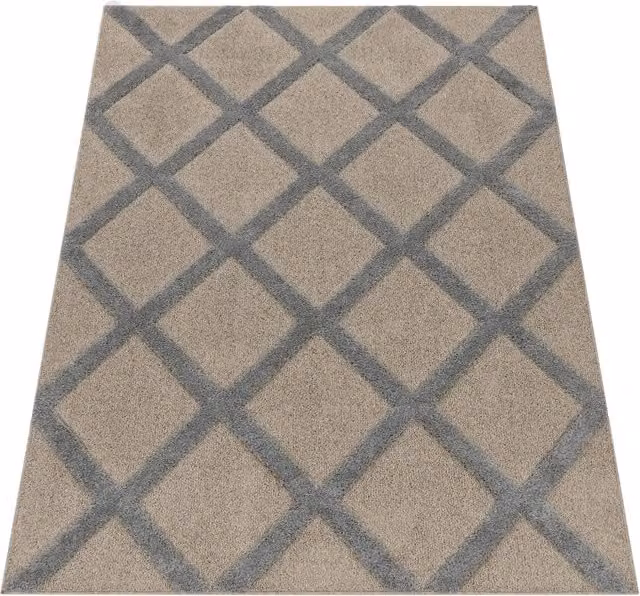 Dywan Geneva Diamonds szary i beżowy prostokątny W x S: 80 x 150 cm