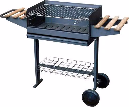 Wózek do grillowania – grill ogrodowy – przystosowany do węgla drzewnego – 120 x 42 x 86 cm – czarny