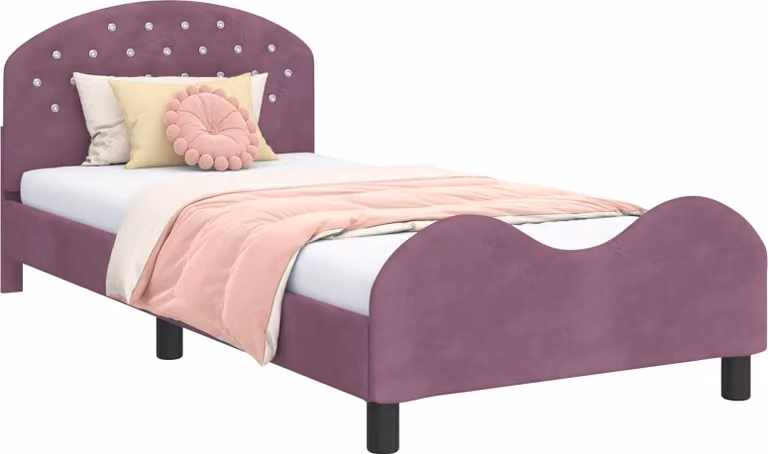 vidaXL Rama łóżka dziecięcego z zagłówkiem fioletowa 90 x 200 cm aksamitna