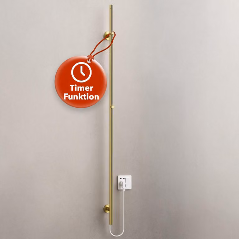 BELVIT elektryczna suszarka do ręczników 150 cm 60 W z timerem i 2 ustawieniami ciepła - elektryczny podgrzewacz do ręczników, naścienny, 2 haczyki, grzejnik łazienkowy