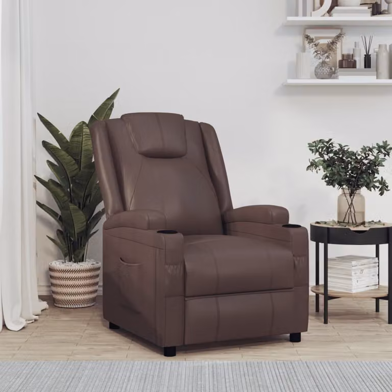 Maison Exclusive – fotel relaksacyjny brązowy ze sztucznej skóry