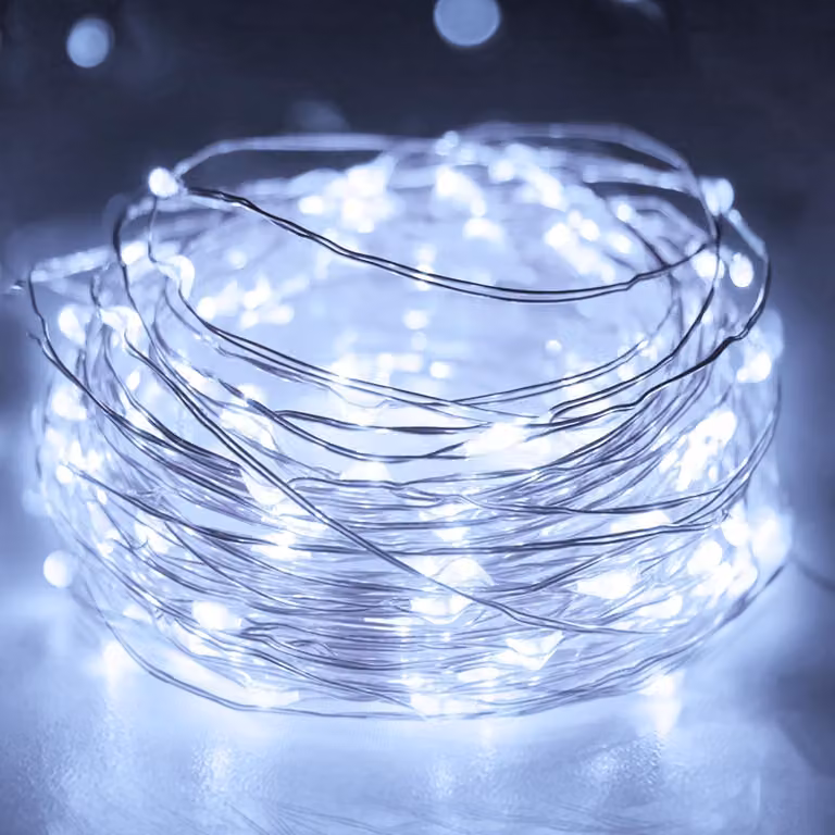 Girlanda świetlna z timerem, 3 metry, 30 diod LED, miedziany przewód, światło zimno-białe