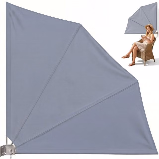 Markiza boczna Detex® składana wachlarz, kolor antracyt, W x S: 140 x 140 cm
