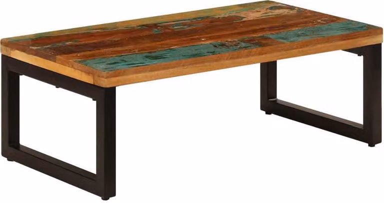 Stolik kawowy Living Store 100x50x35 cm z odzyskanego drewna i stali