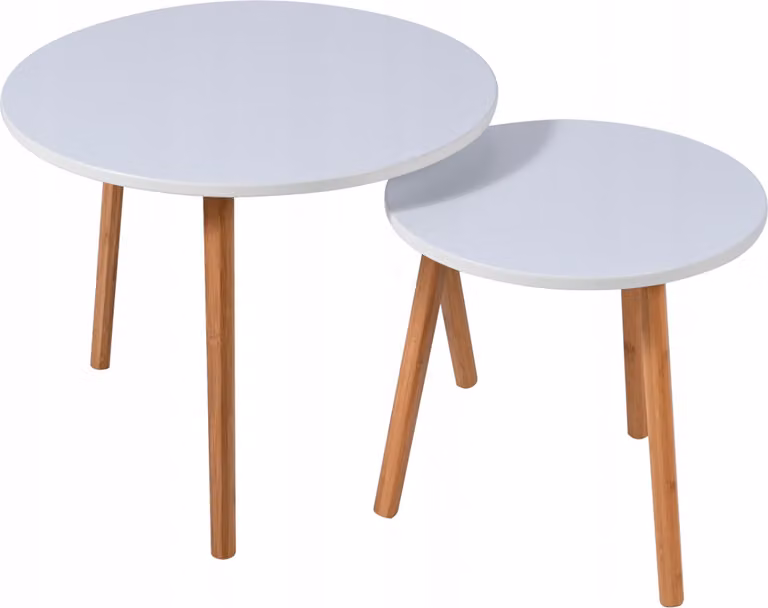 Stoliki kawowe okrągłe zestaw stolików do salonu fi 55x45 , fi 40x40 białe